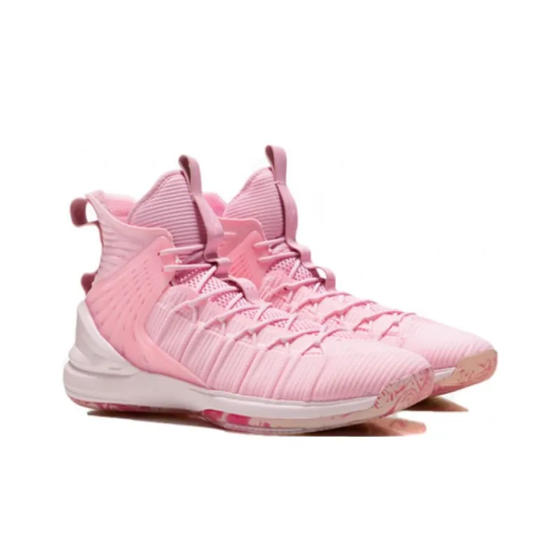 LINING CF Vintage Basketball Shoes Men High Top White/Pink-3