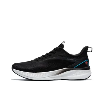 QIAODAN Light Speed 4.0PLUS Cushioned Slip Resistant Low Top Casual Running Shoes Men's Black White Blue