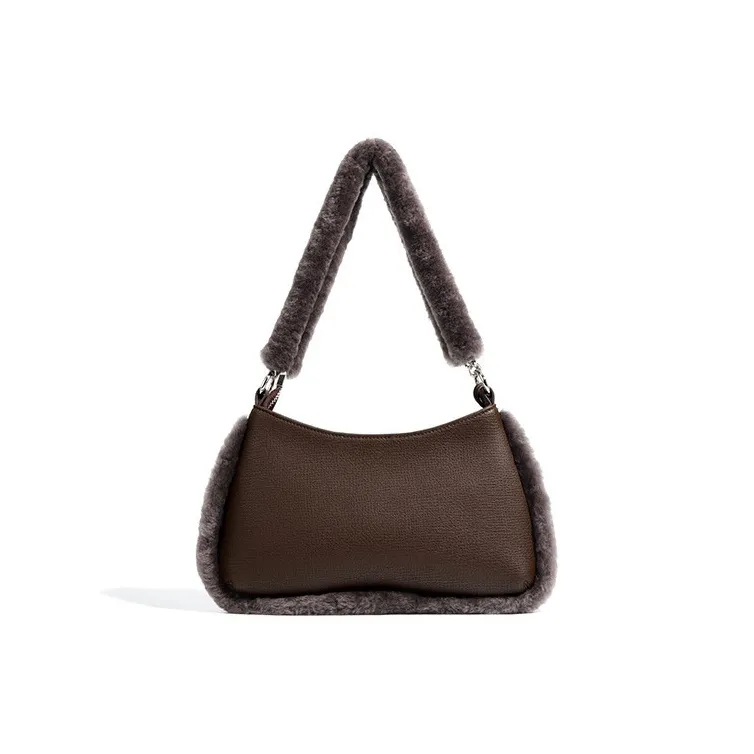 LARTIGENT Matte Cowhide Leather Shoulder Bag Medium Size Women's Small Bull Brown/Rose Purple-1