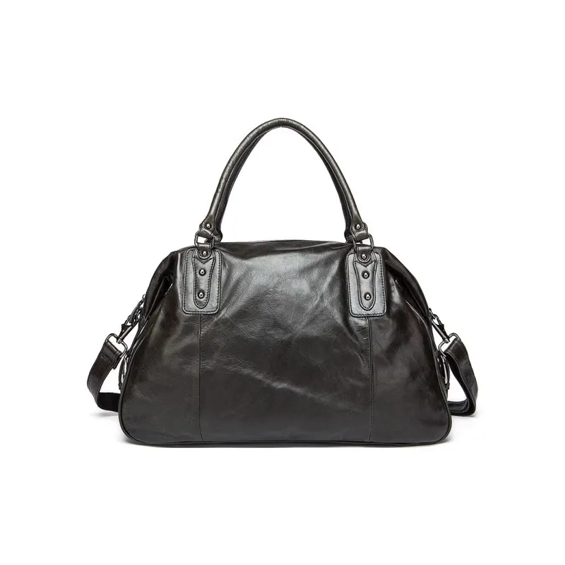 ROSEROOEN Top Grain Cow Leather Handbag Regular Men's Gray-0