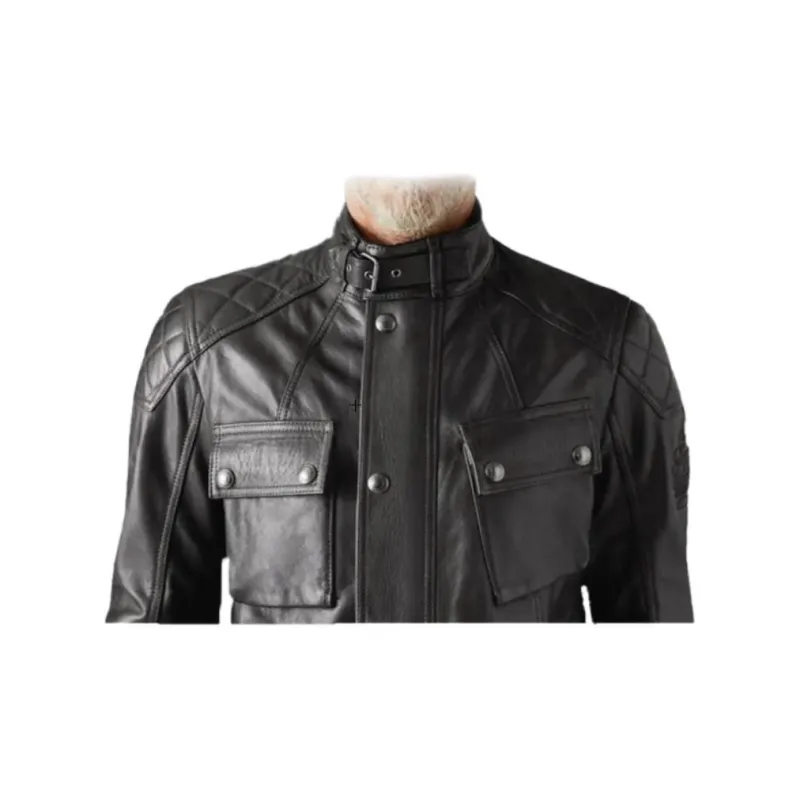 Belstaff Leather Jacket Men's Black-4