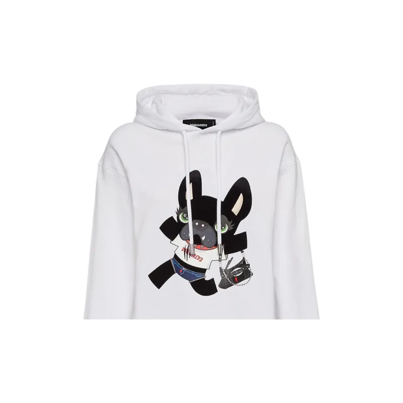DSQUARED 2 Drawstring Graphic Printed Hoodie-5