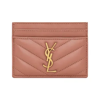SAINT LAURENT CASSANDRE Calfskin Card Holder Women's Light Pink