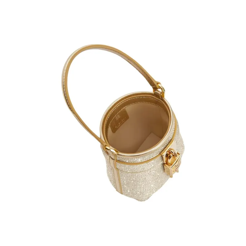 Givenchy Shark Lock Viscose Bucket Bag, Crossbody, One Shoulder Handbag Women's Gold-4