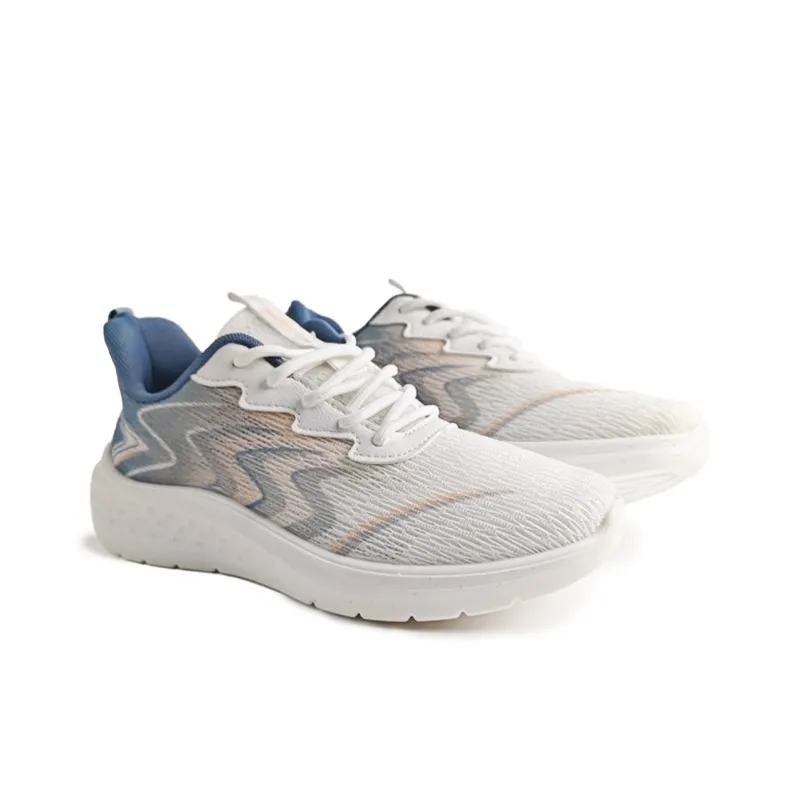 Warrior Anti-Slip And Wear-Resistant Height Increasing Low-Top Running Shoes Women's White Blue-2