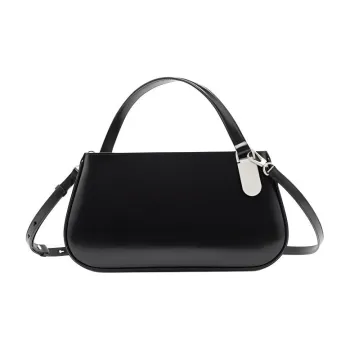 TAD FAB Smooth Cow Leather Handbag Medium Size Unisex Black/White
