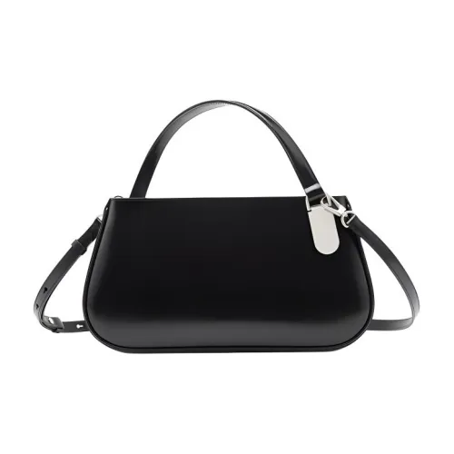 TAD FAB Smooth Cow Leather Handbag Medium Size Unisex Black/White