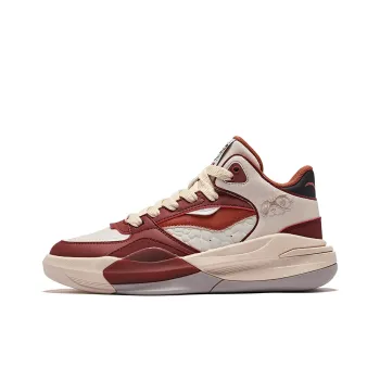 Erke Battery Panda 3V2 Anti Slip Wear Resistant High Top Skateboard Shoes Women's Beige Red
