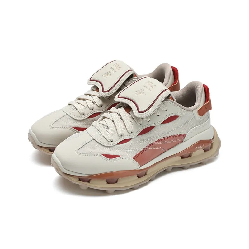 FILA KM2 Cushioning Anti-Slip And Wear-Resistant Low-Top Casual Shoes Women's White Orange-1