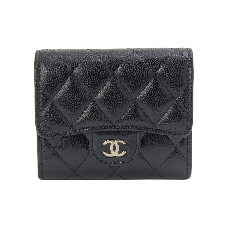 CHANEL Classic Small Flap Tri fold Wallet Black AP0229-0