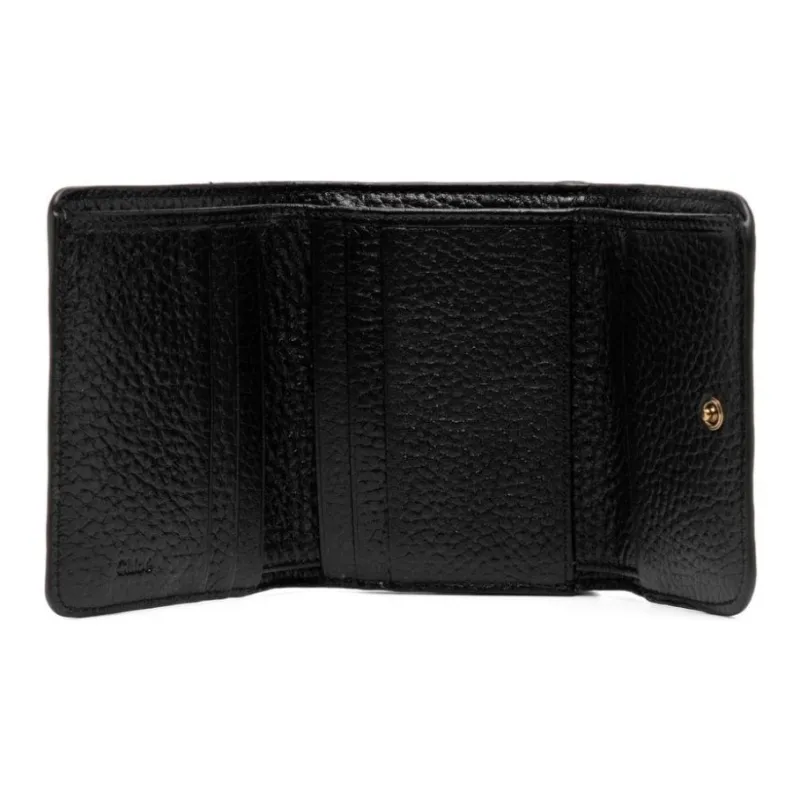 Chloe Leather Wallet Women's Black-2