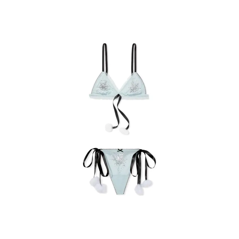 Victoria's Secret Underwear Set Women's Cream Blue-0