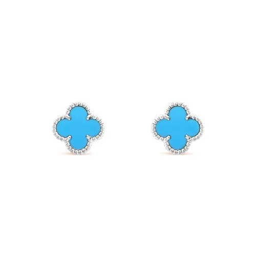 Van Cleef & Arpels 18K Gold Stud Earrings Women's Blue