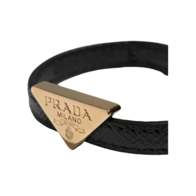 PRADA Leather Bracelets Women's Black-2