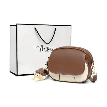 MILLIE'S Cow Leather Underarm Shoulder Bag Crossbody Bag Dome Bag Regular Women's White & Coffee/Coffee