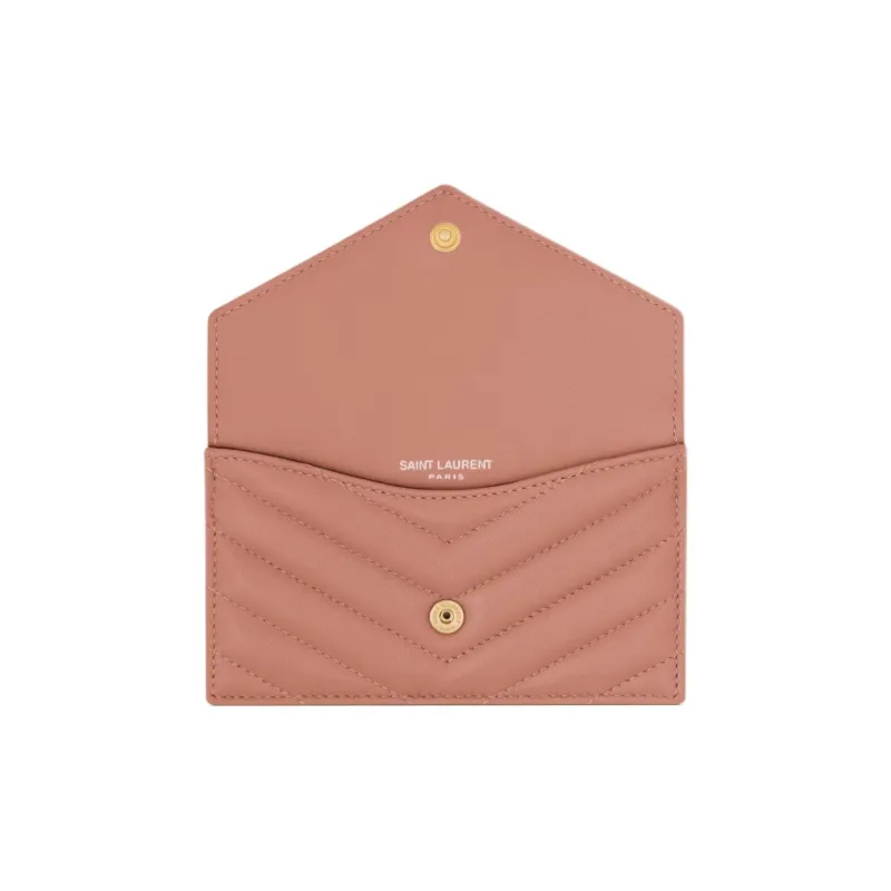 SAINT LAURENT Lambskin Card Holder Women's Light Pink-3