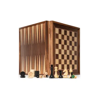 A&A LINGYU Walnut Wood Chess, Checkers, And Backgammon Set Board Games