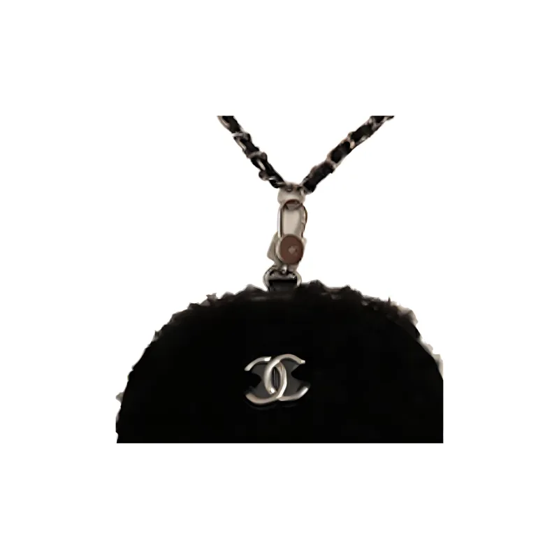 CHANEL Plush Coin Purse, Crossbody Bag Women's Black-2