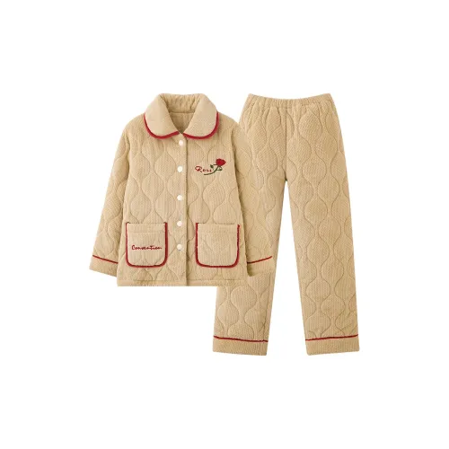 MADALLO Pajama Set Women's Wheat