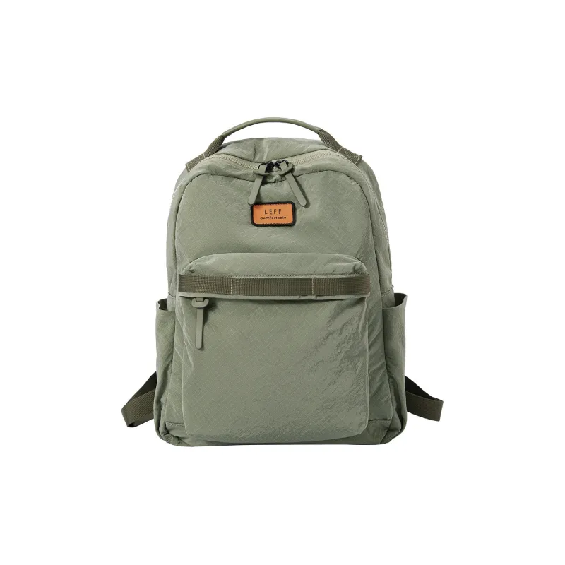 LEFF Recyclable Parachute Fabric Backpack Large Size Unisex Dark Gray/Classic Black/Rock Grass Green/White Cap Gray-6