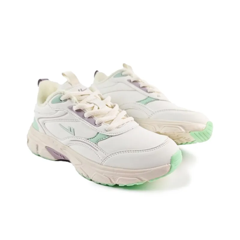 Warrior Anti-Slip And Wear-Resistant Warm Low-Top Chunky Sneakers Women's White Light Purple Green-2