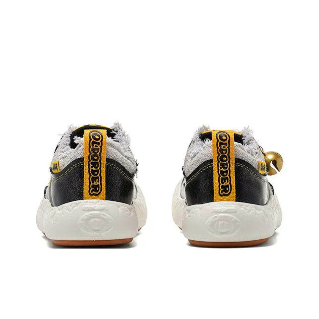 OLD ORDER Height Increasing Wear Resistant Low Top Canvas Shoes Unisex Black White-3