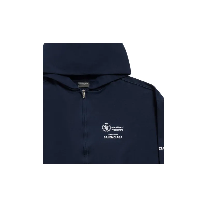Balenciaga WFP Zip Up Medium Fit In Archetype Fleece Jackets Coats Regular Fit Unisex Dark Blue-5