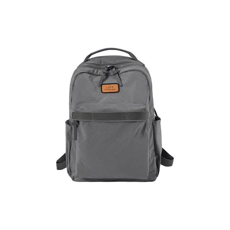LEFF Recyclable Parachute Fabric Backpack Large Size Unisex Dark Gray/Classic Black/Rock Grass Green/White Cap Gray-0