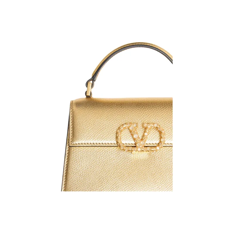 Valentino GARAVANIVSLING Grain Calfskin Shoulder Bag, Crossbody Bag, Handbag Mini Women's Gold-4