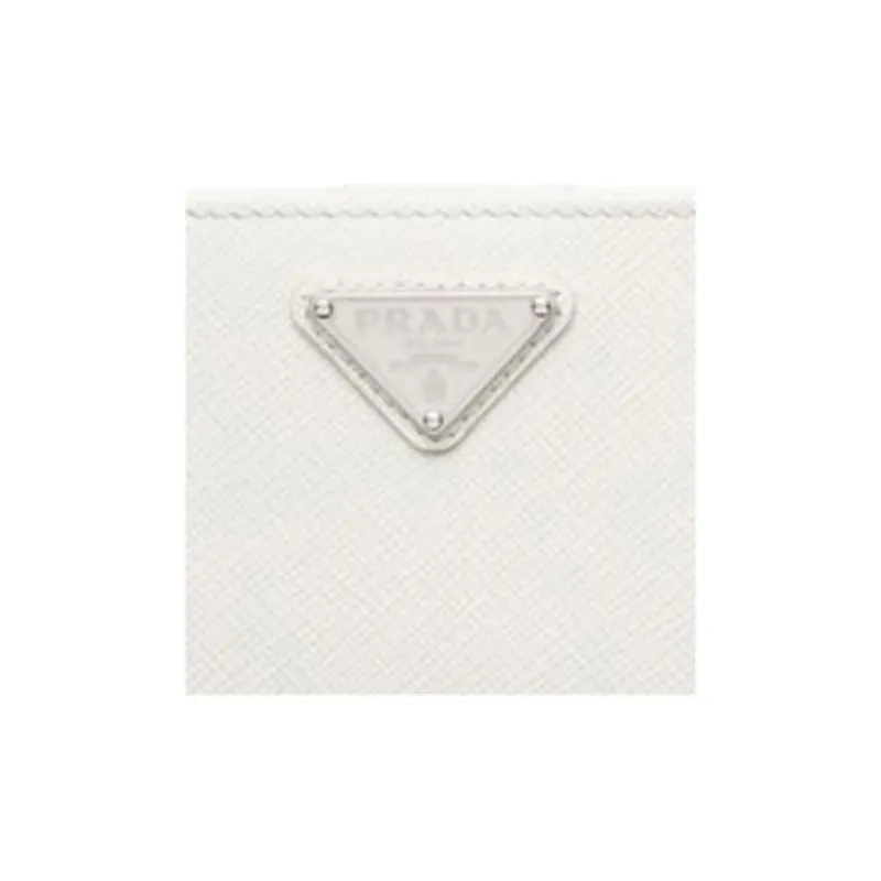 PRADA Saffiano Leather Wallet Small Size Women's White-4