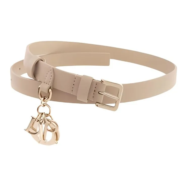 DIOR Calfskin, Metal Leather Belts Women's Beige -0