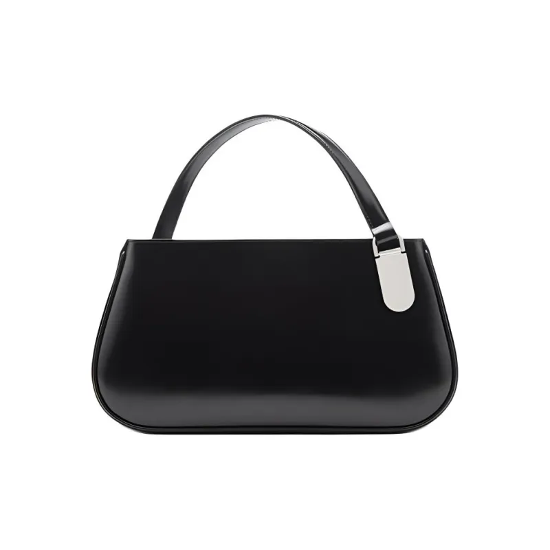 TAD FAB Smooth Cow Leather Handbag Medium Size Unisex Black/White-2