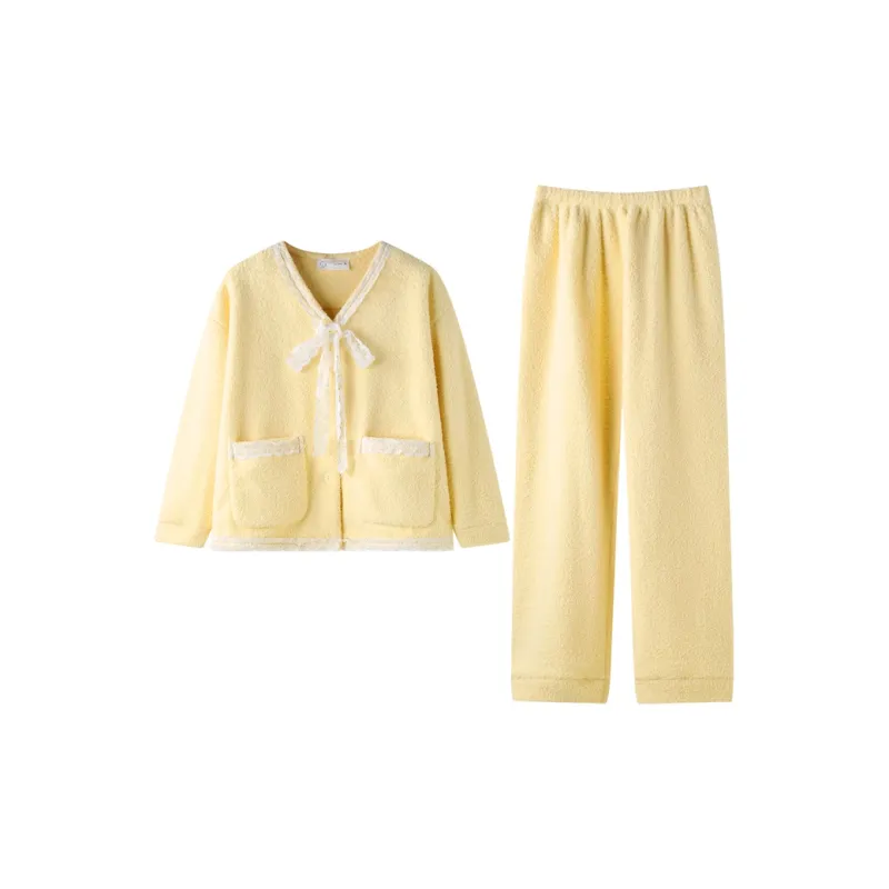 Meonsill Pajama Set Women's Light Yellow-0