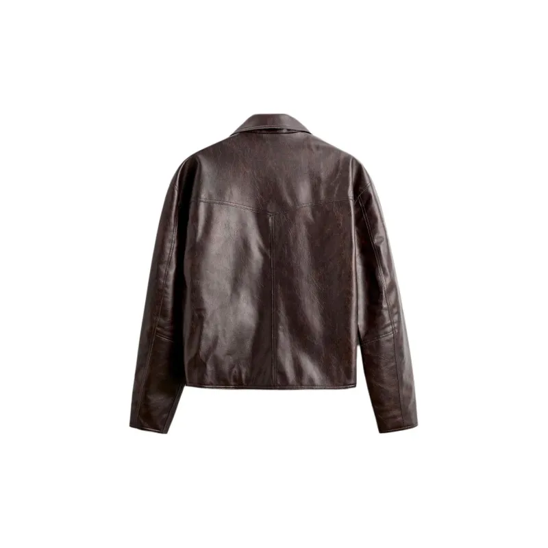 ZARA Leather Jacket Men's Dark Brown-1