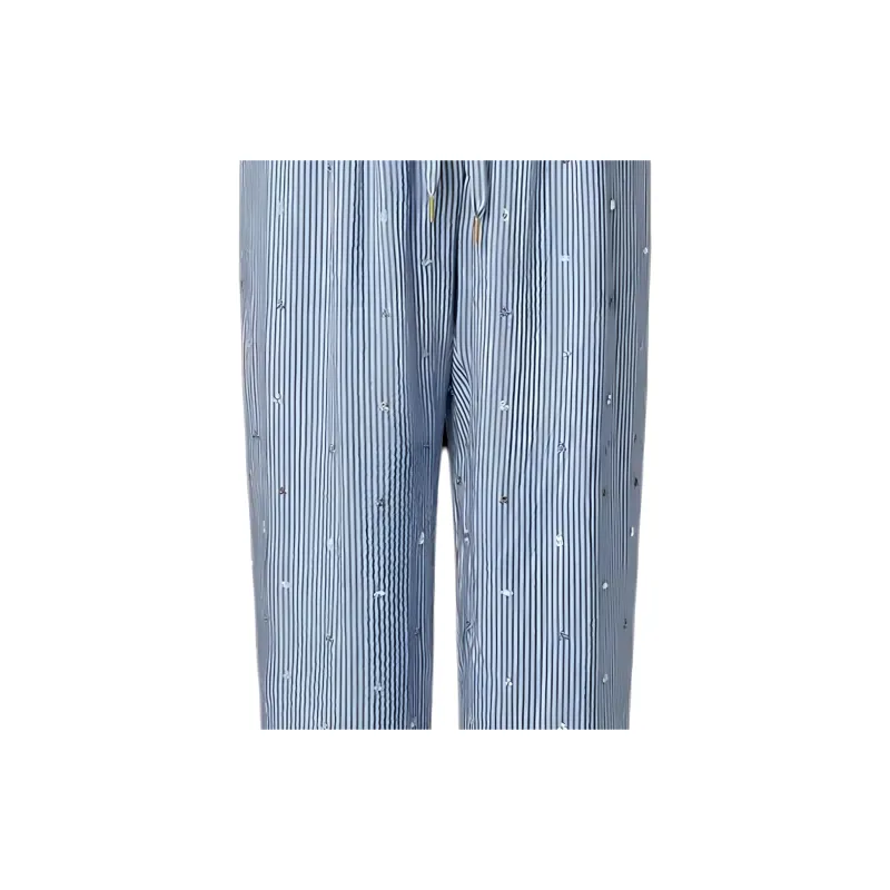LOUIS VUITTON Bejeweled Pinstripe Baggy Pajama Pants-6
