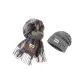 Vintage Scarf-Blue+Large Head Circumference Knitted Hat-Gray