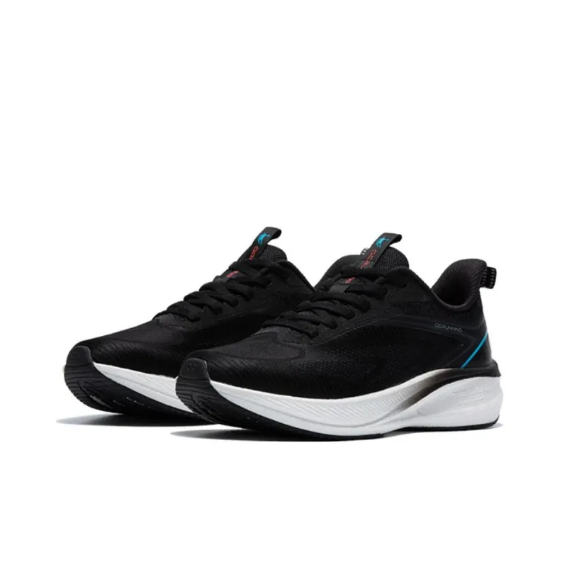 QIAODAN Light Speed 4.0PLUS Cushioned Slip Resistant Low Top Casual Running Shoes Men's Black White Blue-1