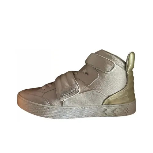 Kanye West x LOUIS VUITTON High-Top Skateboard Shoes Men's White Beige