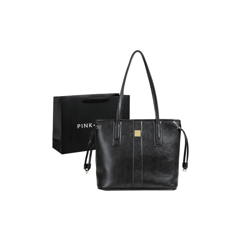 PINK·LAND PU Tote Bag Shopping Bag Shoulder Bags Women's Black/Coffee/Brown/Mud-0