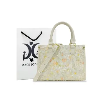 MACK JODAER Microfiber Synthetic Leather Handbag Shoulder Bag Medium Size Women's Lace Orange