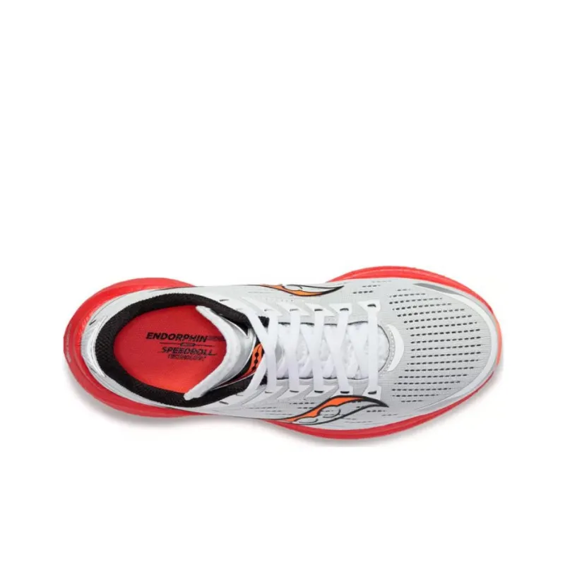 Saucony Endorphin Speed 3 Cushioned Slip Resistant Low Top Running Shoes Unisex White Red-3