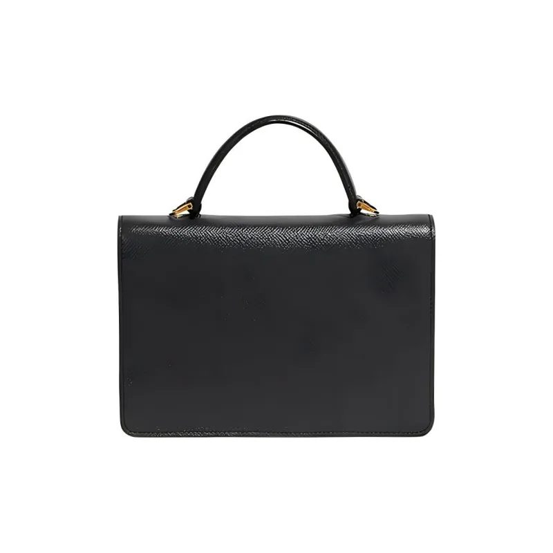 FERRAGAMO GANCINI Leather Small Square Bag Handbag Shoulder Bag Crossbody Bag Women's Black-4