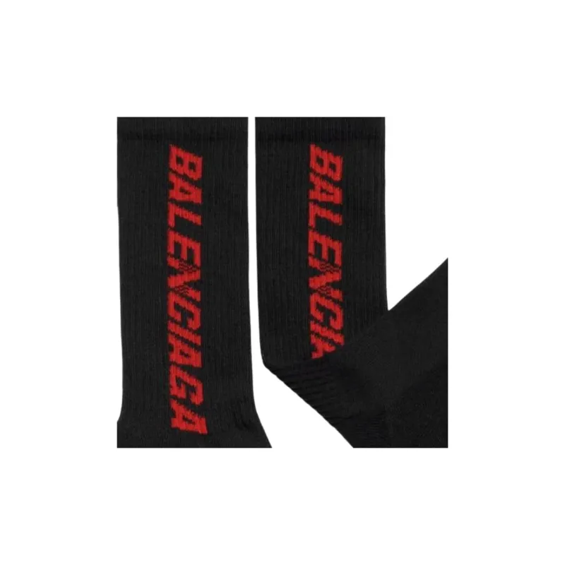 Balenciaga FW23 Racer Socks In Black/Red Knee-High Socks Men's 1 Pack Black-4