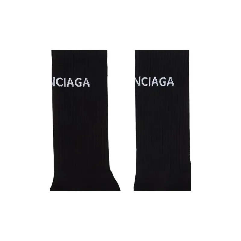 Balenciaga Logo Tennis Socks 'Black/White'-0