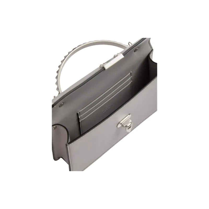 Valentino ROCKSTUD Calfskin Shoulder Bag, Crossbody Bag, Handbag Mini Women's Gray-5