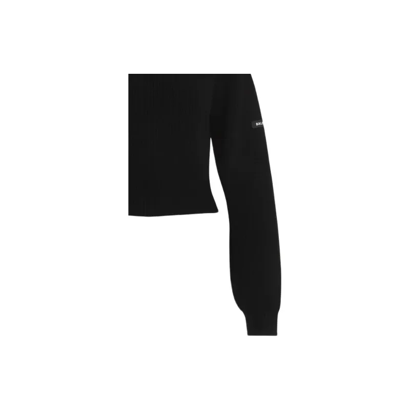 Balenciaga Logo Patch Cropped Sweater-4
