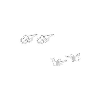 KUMET Sterling Silver Stud Earrings Women's Couple Birthday Anniversary Gift