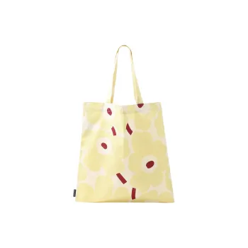 Marimekko Cotton Tote Bag, Shopping Bag, Shoulder Bag, Handbag Women's Yellow & Red