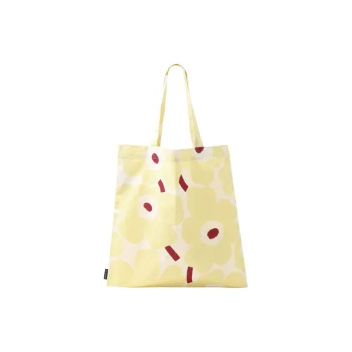 Marimekko Cotton ALM tote Bag, Shopping Bag, Shoulder Bag, Handbag Women's Yellow & Red