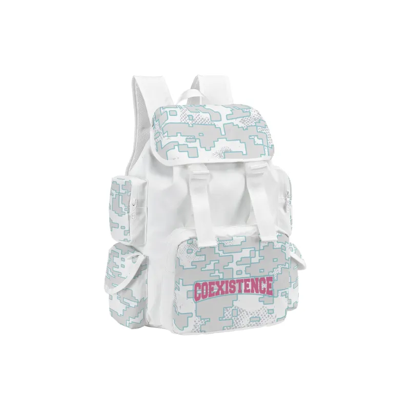 COEXISTENCE Polyester Commute Travel Versatile Backpacks Large Size Unisex White-18